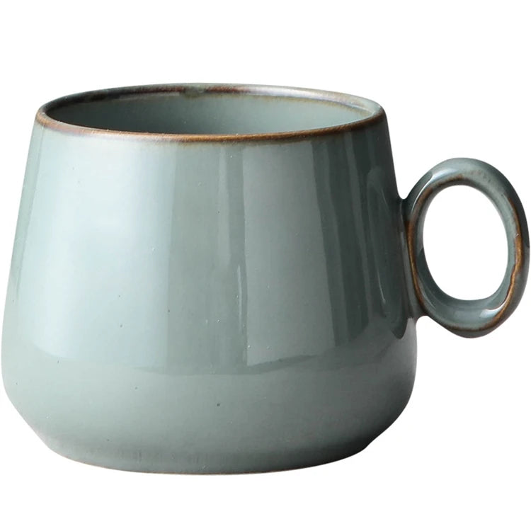 2021 Hot Selling Coffee Mug Manufacturer Home Office Retro Style Round Ceramic Tea Cup Coffee Mug with Handle