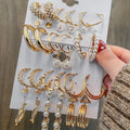 2021 Trendy Gold Geometric Pearl Circle Drop Earrings Set Fashion Metal Jewelry for Women 5g RORE