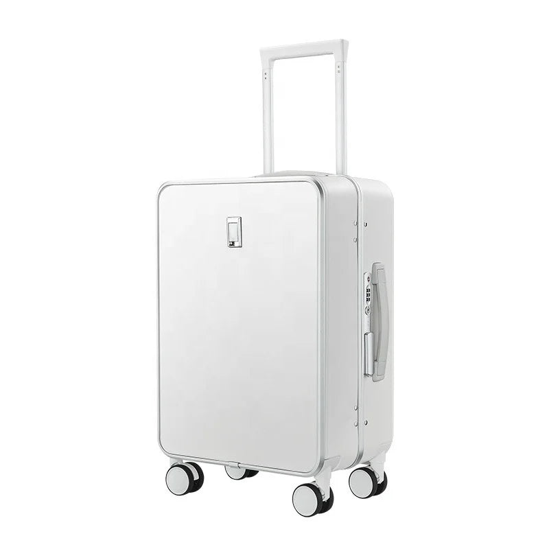 Front Opening Spinner Cartoon Carry Suitcase 18" Durable Multi-piece Luxury Modern Portable Aluminum Frame Cup Holder PC Large