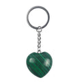 DIY Good Quality Natural Stone_ Love Keychain Heart Pendant Gift Accessories Raw Stone Malachite Key Chain Folk Crafts
