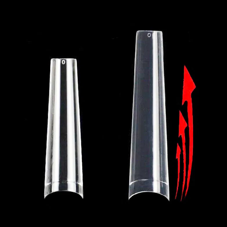 XXXL Longest Designer No C Curved Thin False Clear Natural Coffin Nail Tips for Salon Use