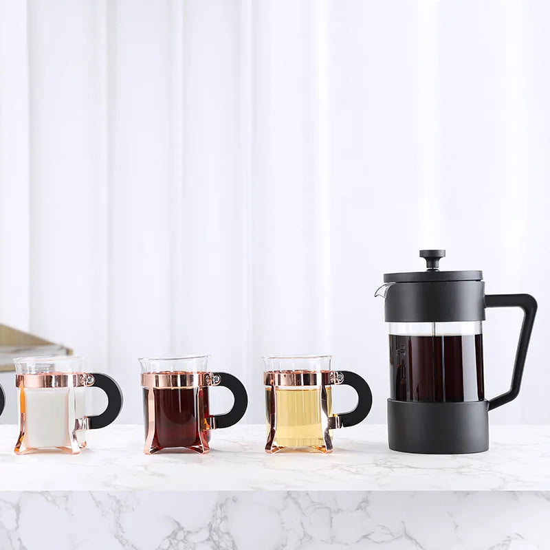 Portable American High Borosilicate Glass French Press Household Hand-Poured Coffee Maker Lid Tea Maker Utensils Manufacturer