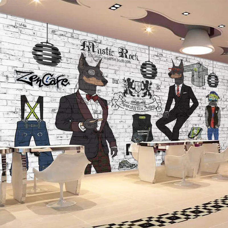 3D Hand-Painted Retro Fashion Trend Men's Clothing Store Shopping Mall Store Personalized Creative Background Wall Wallpaper