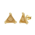 RINNTIN GAE09 Custom Sterling Silver Gold Plated Triangle Egyptian Pyramid Evil Eye Hip Hop Stud Earrings Jewelry for Women