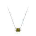 New Wholesale Dropshipping 925 Sterling Silver Olive Green Oval Zircon Pendant Necklace Fashion Women's Clavicle Chain