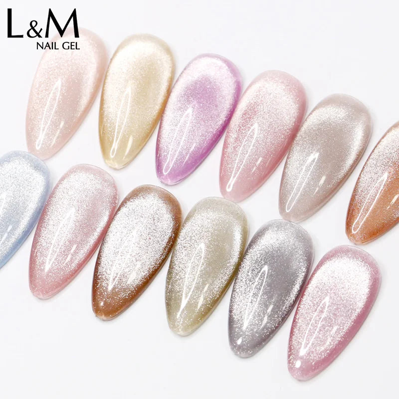 Ibdgel Spar Cat Eye Magnetic Nail Gel Polish Silver and Gold Glitter Color Wholesale Private Label