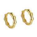 Ouj 925 Sterling Silver Trendy Minimalist Bamboo Joint Huggie Earrings Small Gold Plated Hoop Earrings for Women for Weddings