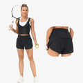 Women's High Waist Gym Shorts Breathable Quick Dry Athletic Workout Shorts with Zipper Pockets Running Shorts