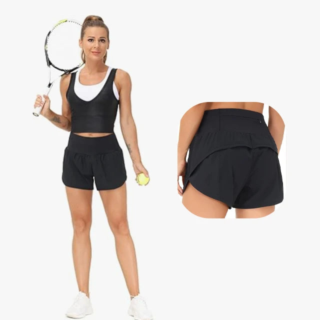 Women's High Waist Gym Shorts Breathable Quick Dry Athletic Workout Shorts with Zipper Pockets Running Shorts
