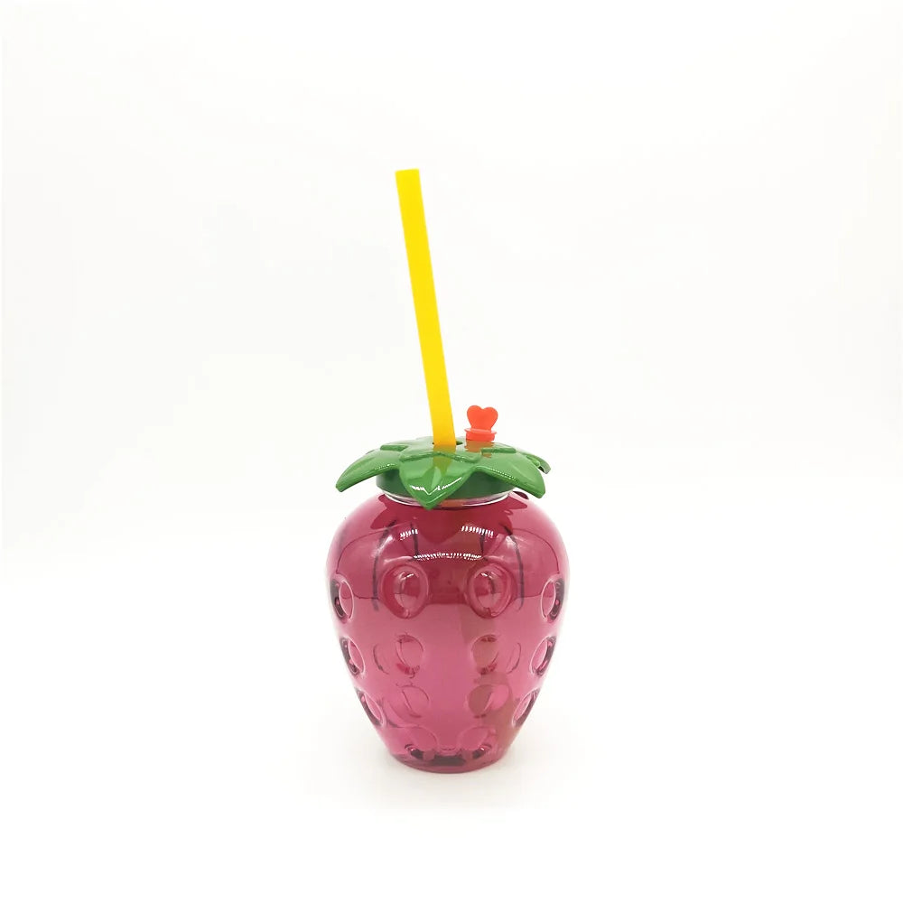 500ml Fruit Strawberry Shape Bottle Fresh Lemon Strawberry Orange Juice Lemonade Bottle with Filter Screen for Sports