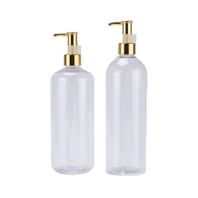 Shampoo Conditional Hair Oil 100ml 150ml 200ml 250ml 300ml 500ml clear Amber PET Plastic Bottle with Gold Oil Pump