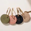 Embossed Round Circle Leather Keychain Leather Modern Charm Key Rings Cute Initial Key Chain Gift for Girlfriend