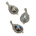 Special Offer Antique Gem Labradorite Pendant Customized Retro Gem Jewelry Black Copper Pendant