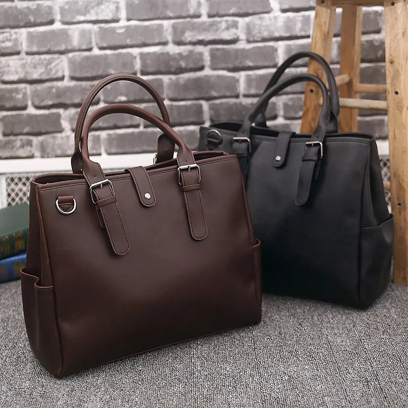 Drop Shipping PU Leather Laptop Soft Bag Large Capacity Luxury for Men with Customized Color & Logo Business Use