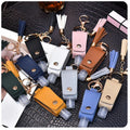 New Design Portable 30ml Hand Sanitizer Bottle with Leather Cover Empty Leather Alcohol Refillable Bottle with Key Chain