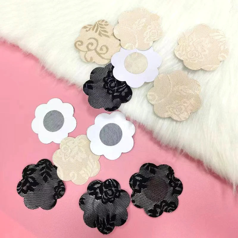 Factory Wholesale Disposable Invisible Breast Patch Women Reusable Custom Petals and Round Lace Sexy Nipple Cover