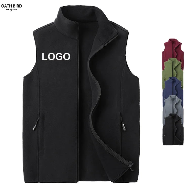 Wholesale Custom Logo Blank Company Office Team Promotion Uniform Winter Polar Fleece Vest With Fleece  for Men Women Unisex