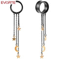 Evorte 10pcs Classic Flower Dangle Ear Tunnels Plug Gold Plated Stainless Steel Screw Ear Gauge Ear Expander Flesh Piercing