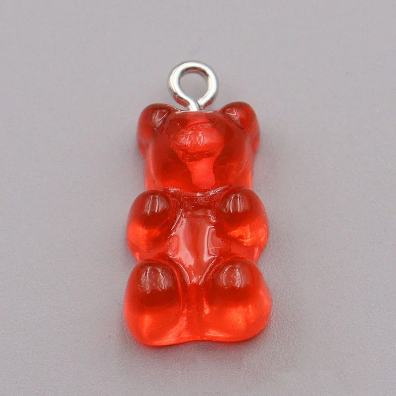 Spot Mini Cute DIY Cheap Girl Colorful Bracelet Necklace Key Chain Resin Gummy Charm Pendant Bear