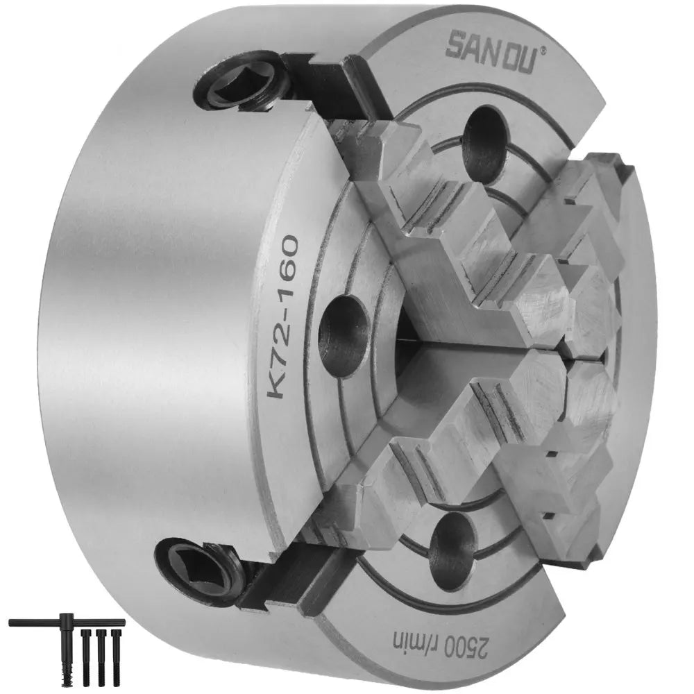 K72-160 6Inch Reversible Jaw Front Mount Independent Chuck Scroll Metal Manual Lathe Chuck Turning Machine Accessories