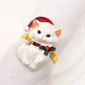2024 New Luxury Metal Napkin Holder Black White Cute Cat Animal Napkin Ring Accessories Party Christmas Table Decoration Stocked