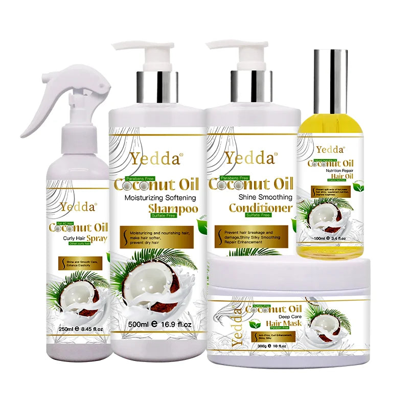 Private Label Vegan Organic Coconut Oil Shampoo Conditioner 500ml Moisturizing Repairing Anti-Dandruff Silicone-Free Cream for