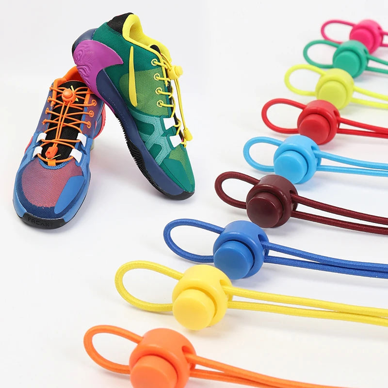 FASTLACES Polyester No-Tie Elastic Shoelaces Spring Plastic Lock Quick Wear in 1 Second Hiking Sports Lazy 100cm for 25 Colors