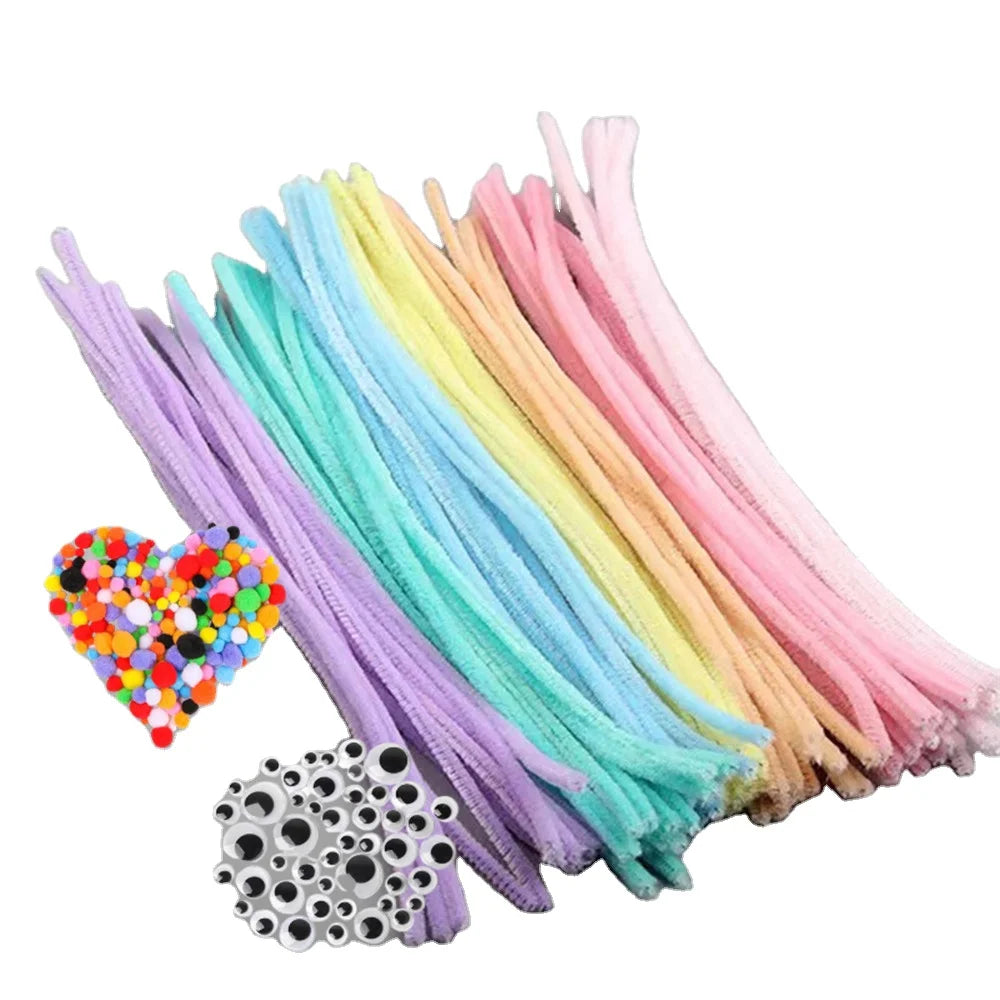 Factory Sale Bulk Chenille Stems Fuzzy Wire Crafts Craft Colored Pipe Cleaners for Craft Macaroon for Diy Artificial Flowers