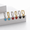 Small Heart Epoxy Drop 18k Gold Plated Fine Jewelry 925 Sterling Silver Hoop Earrings for Women