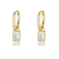 Chinese Jewelry Factory Fashion Design 925 Sterling Silver Square Diamond Cz Hoop Earrings