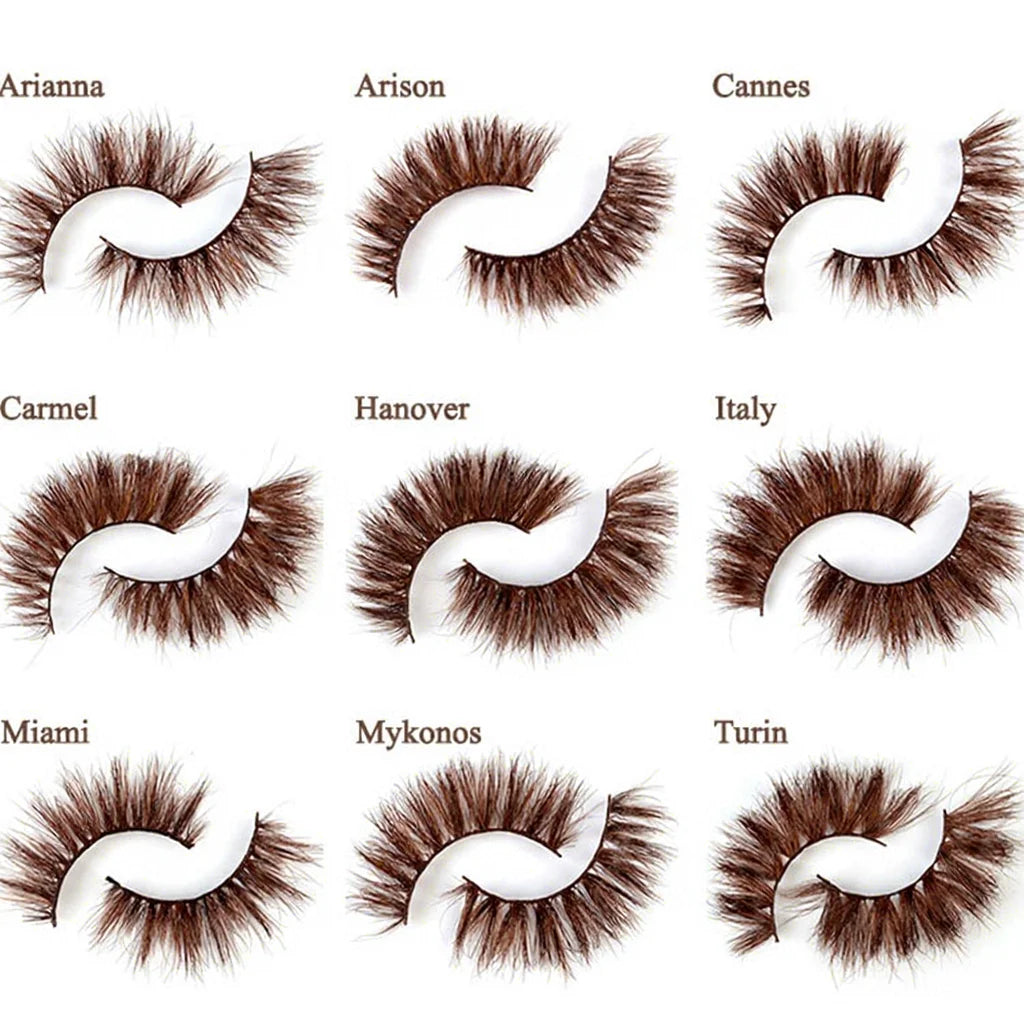 Hot Selling Brown Mink Eyelashes Newest Cruelty Free Vegan 3D Colored Mink Lash Strips 20mm False Eyelash