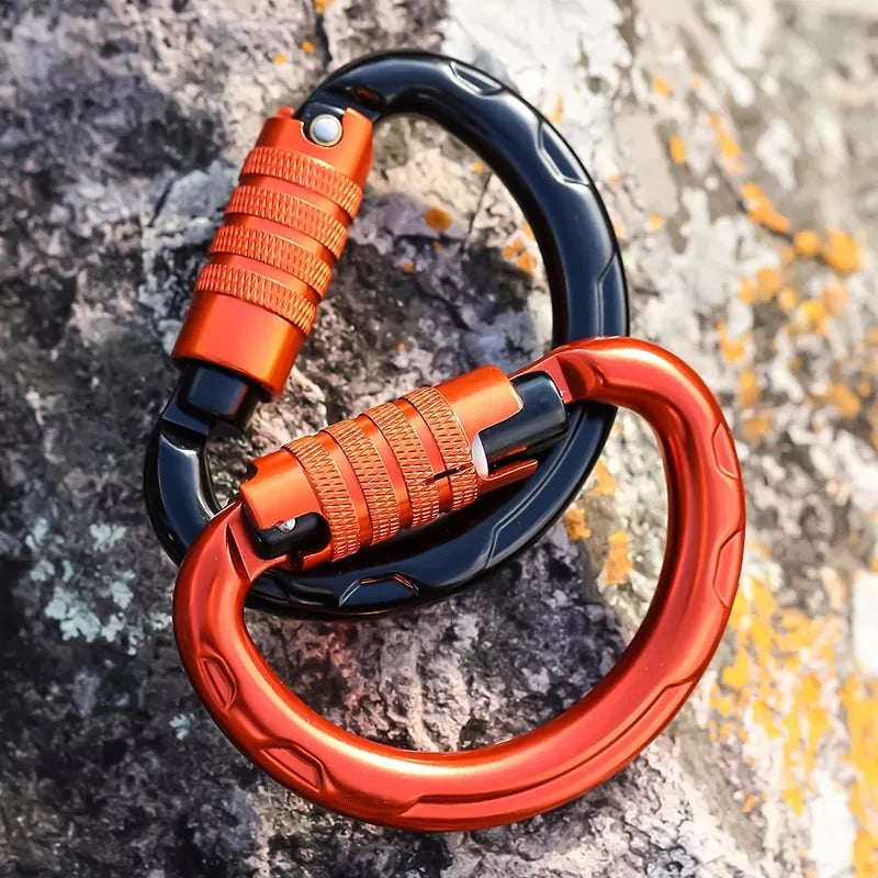 JRSGS 20KN CE Carabiner Snap Hook Clip Three-stage Auto-lock Customized Logo Half Round Aluminium Rock Climbing Karabiner