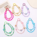 2025 New Gradient Gold Foil Crystal Bead Phone Case Keychain Fashion Cartoon Mobile Phone Pendant Bag Hanging Decoration