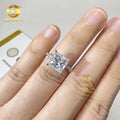 925 GRA Certificate Silver 10k 14k 18k  3ct Iced Princess Moissanite Diamond Engagement Wedding Band Solitaire Ring Women Gift