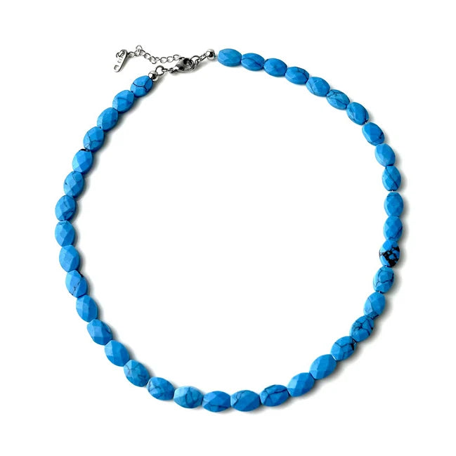 Turquoise Natural Stone Stainless Steel Chain Necklace STN036