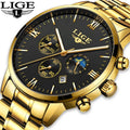 9831 New Mens Watches LIGE Top New Luxury Gold Full Steel Quartz Watch Men Date Waterproof Gift Clock Relogio Masculino