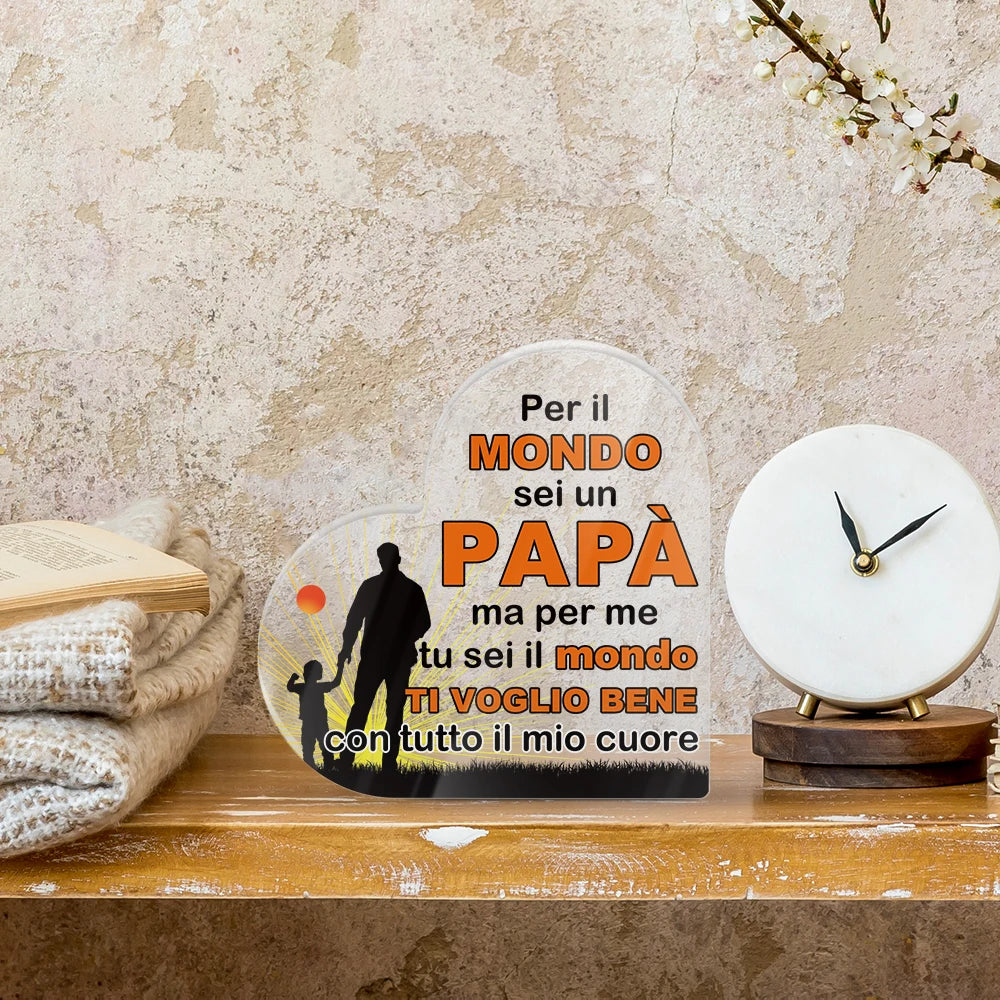 Personalized Love Quote Heart Shaped Acrylic Decor with Italian Family Sayings for Gifts and Events