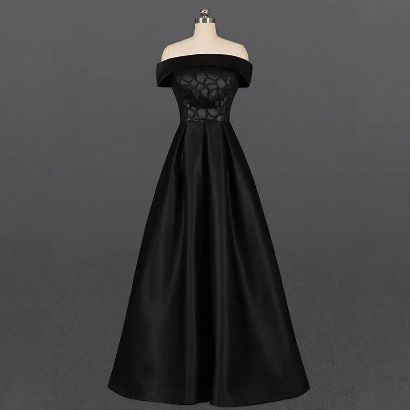 Jancember LSDZ19 Women Black Elegant Long Formal Gowns Evening Party Dresses