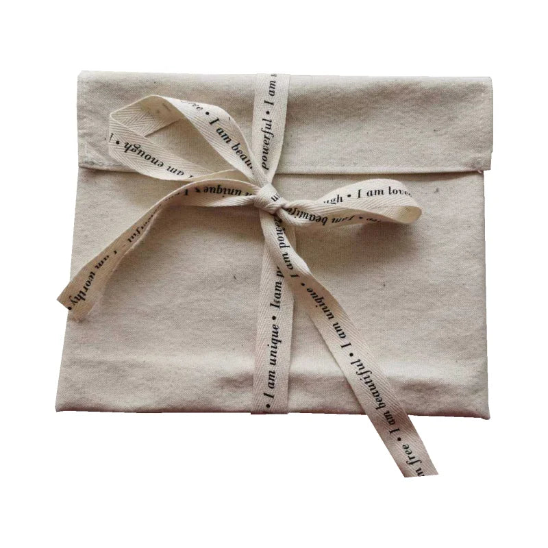Natural Envelope Cotton Canvas Clothes Pillow Pouch Bags With Cotton Bow Envelope Dust Pouch Custom Logo Printing