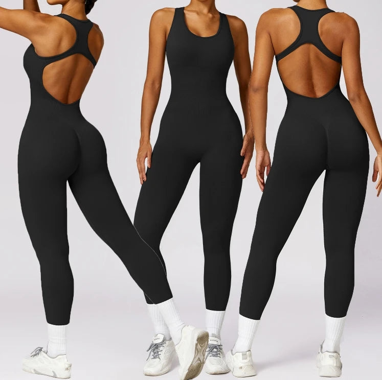 Hot Sale 1 Piece Bodysuit Gym Workout Sportswear Sets One Piece Yoga Jumpsuit Women
