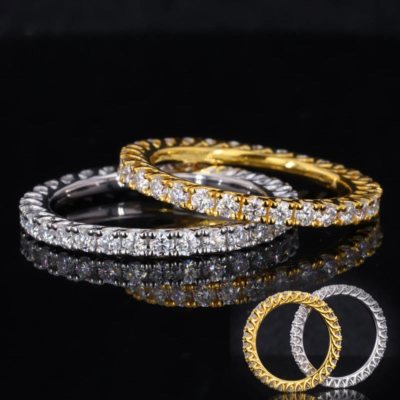 10k Gold Jewelry Moissanite Eternity Ring Round Shape Def Color Vvs Clarity Wedding Party Appointment 10k Gold Moissanite