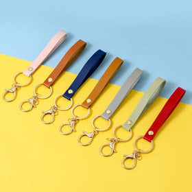 Wholesale Lobster Clasp Pu Leather Car Keychain Custom logo Motorcycle Pu Leather Key Chains Sublimation Blank Leather Keyring