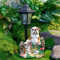 Bulldog Resin Solar Lamp Statue-Modern Cute Garden Ornament Hand-painted Outdoor Night Light