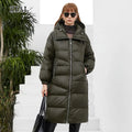 Women Winter Padded Jacket Fashion Solid Color With Hood Waterproof  Black Long Parka Coat New Arrivals