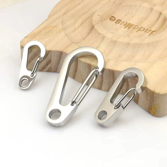 100% Stainless Steel High Mirror Polish Waterproof Lightweight Silver Luxury Pet Buckle Spring Snap Hook Mini Carabiner Clip