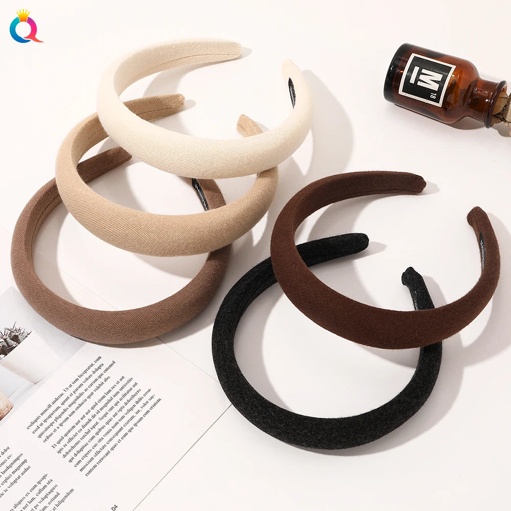 QIYUE Striped Brown Color Sponge Headband Woman Girl Hairband Head Hoop Women's Hair Accessories