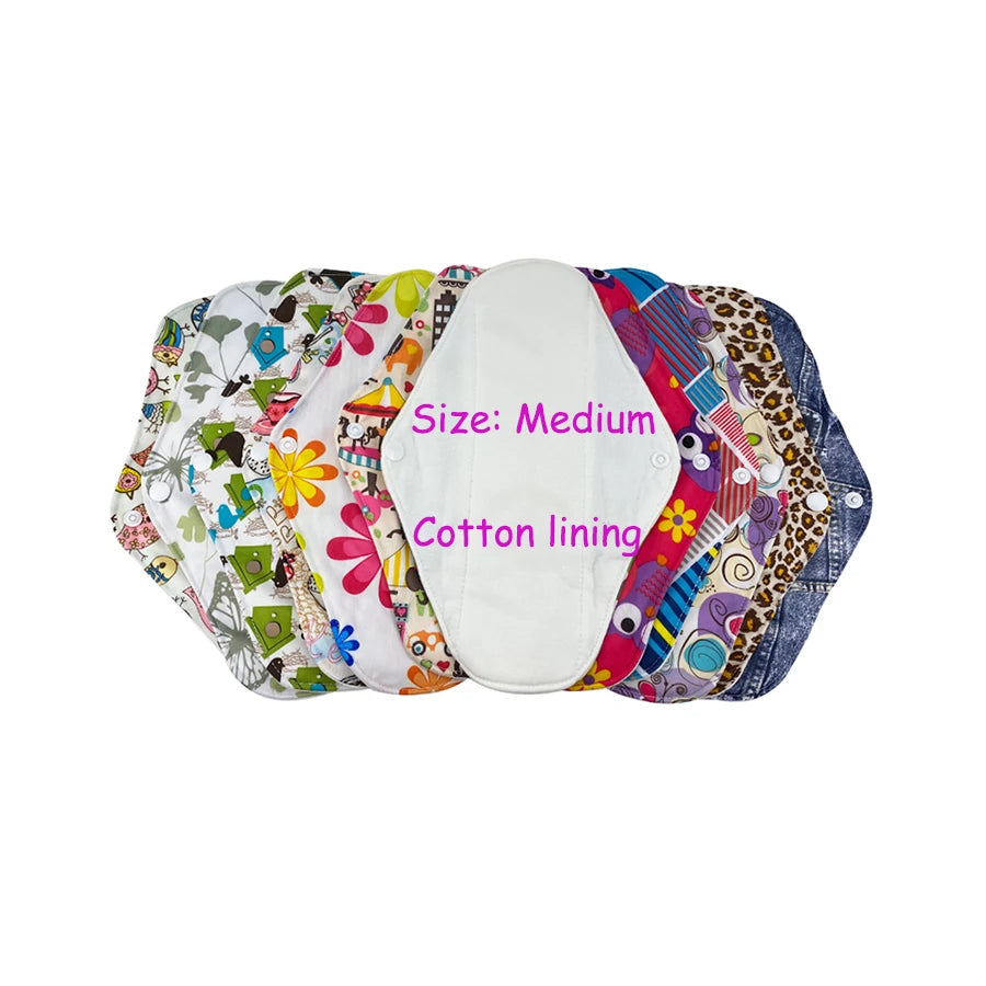 Reusable Super Absorbent Regular Flow Leakproof Winged Cloth Feminine Hygiene Pads Medium Size REACH Certified Bamboo Cotton