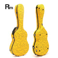 Rm OEM Portable Guitar Case Yellow Printed Cover Waterproof Hard Shell Fiberglass Acoustic Guitar Lock Closure Real Leather