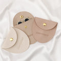 PUPPYSEW Ivory  Microfiber Jewelry Bags with Snap Button Jewelry Pouch with Button Personalized Jewelry Pouch with  Logo