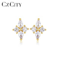 LUOTEEMI Zircon Jewelry Fine Trendy Quality Lady Earing Woman Gold Elegant Stone 925 Silver Flower Earrings